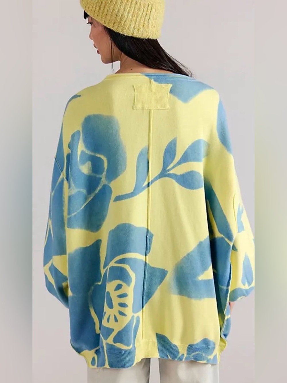 Free People XS We the Free Painters Garden Pullover in Lime 🍋🟩 Combo Oversized - Picture 2 of 6